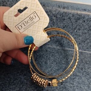 D'Bello Fashion Gold Bangle Bracelet Set NWT
